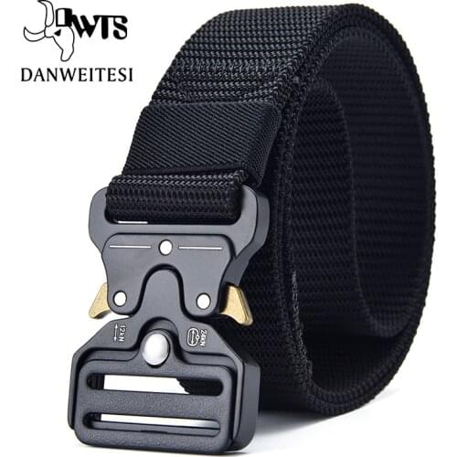 [DWTS]Men belt Tactical belt Military Tactical Nylon Belts for Men Army Training Nylon Metal Buckle Waist Belt Outdoor Waistband