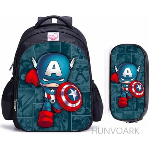 16 Inch Super Hero Captain America Children School Bags Orthopedic Backpack Kids School Boys Girls Mochila Infantil Catoon Bags