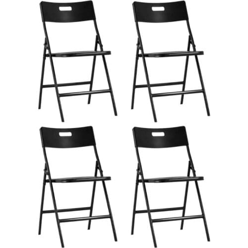 4 Pack Folding Chair with Handle Hole, Upholstered Plastic Seat and Back with Metal Frame for Home Office Party 76x43x45 cm