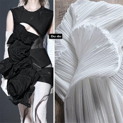 50*150cm Crushed Texture Clothing fabric Stripe Pattern Pressure plait Shape Skirt Clothing fabric DIY