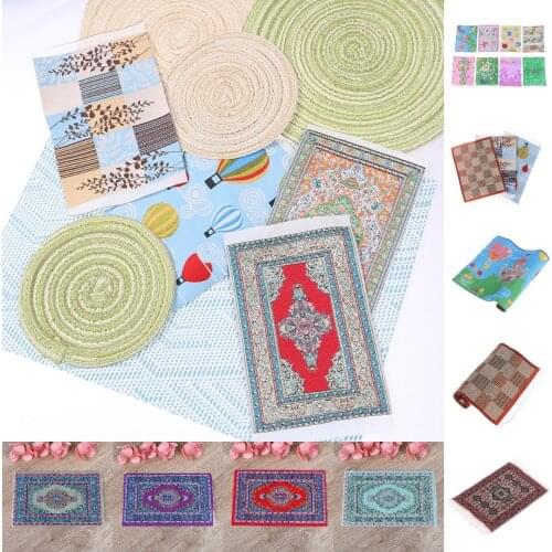 Woven Hand Turkish Rugs Doll House Mini Carpet Mat Miniature Decor Floor Coverings For 1:12 Scale DIY Dollhouse Accessories Kits