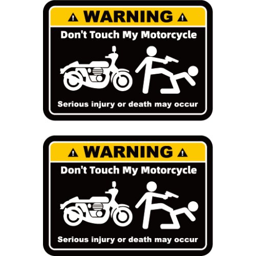 2 Pcs Don't Touch My Motorcycle Waterproof Reflective Warning Slogan Stickers Decals 8cmx5.6cm