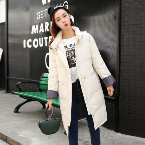 2019 Top Fashion Korean Self-cultivation Cotton-padded Clothes Woman Winter New Color Student Cotton Long Fund Bread To Be And