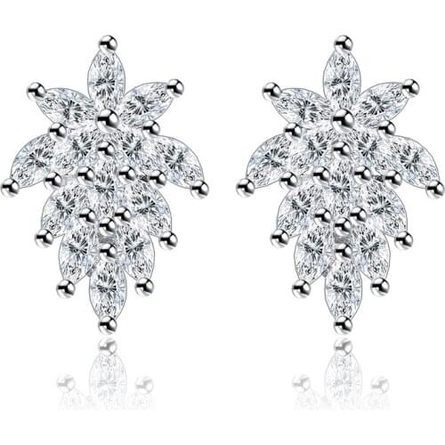 Girl Jewelry S925 Silver Earring Sparkling Peacock Tail Stud Earring For Women Wedding Gift Lady Fashion Zircon