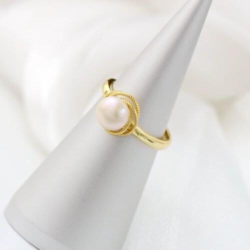 Authentic 925 Sterling Silver Rings Inlaid Natural Freshwater Pearl Fashion Creative Ring Women 18K Gold Plated Style Jewelry