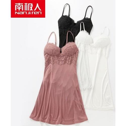 Nanjiren Women Underwear One-Piece Summer Silk Sling Comfortable Wire Free Lace Casual Home Cool Breathable Girls Sling