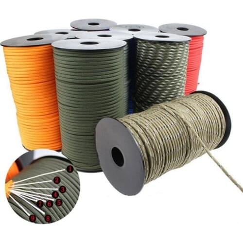 100M 550 Military Standard 9-Core Paracord Rope 4mm Outdoor Parachute Cord Camping Survival Umbrella Tent Lanyard Strap Bundle