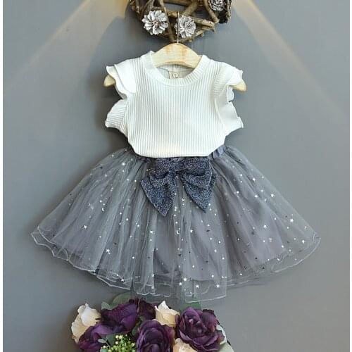 2021 New Fashion Baby Girls Dress Summer Princess Ball Dress 2 Pcs Party Childrens Girl Clothing 1-6 Years