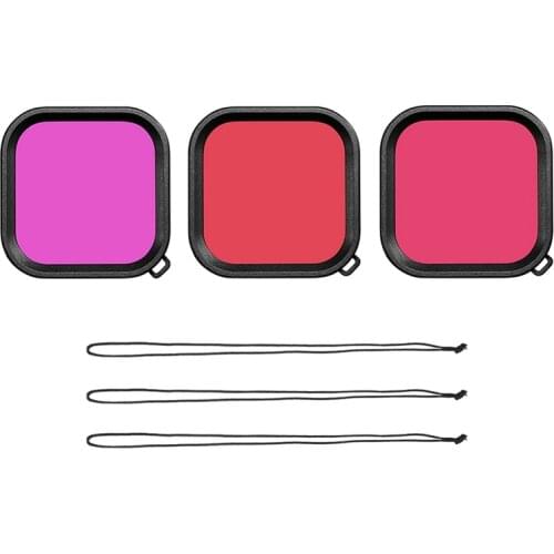 3Pcs Waterproof Case Diving Filter for GoPro Hero 9 Black Purple Pink Red Lens Filter for GoPro 9 Black Accessories