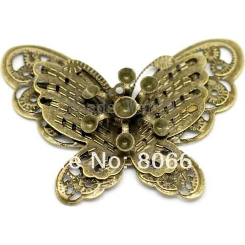 Best Quality 30 Pcs Bronze Tone Filigree Butterfly Charm Pendants Embellishments Jewelry Findings 43x32mm(W03493)