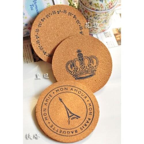 5pcs Europe VINTAGE Cork Wood Drink Coaster coffee tea table Mats& Pads table cloth cup mat bar restaurant decoration homeLW0329