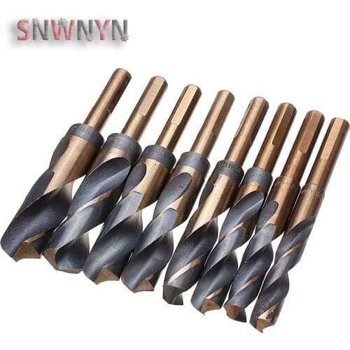 8pcs/set Metric Lathe Reduced 1/2" Shank HSS Bench Twist Drill Bit Set 14mm 15mm 16mm 16.5mm 19mm 20.5mm 22mm 25.5mm