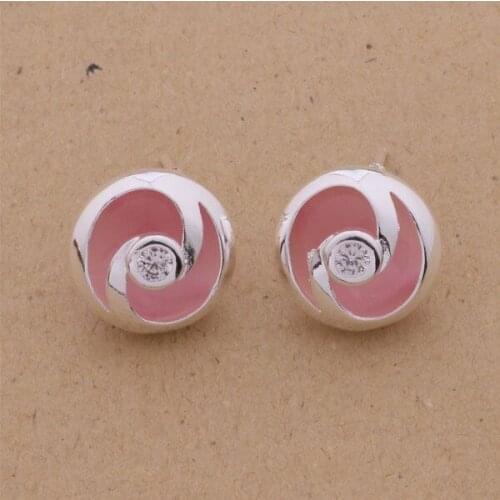 AE140 Hot sterling earrings , fashion jewelry , pink moon /bzrakqya akdajbka silver color
