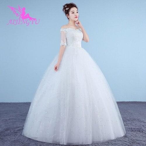 AIJINGYU 2021 girl Customized new hot selling cheap ball gown lace up back formal bride dresses wedding dress WK227