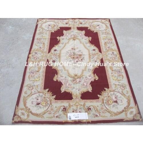Free shipping 4'X6' needlepoint rugs,100% New Zealand wool rugs aubusson designs Red
