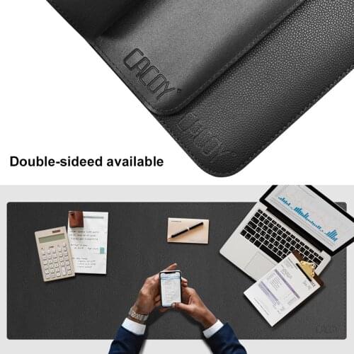 Cacoy Oversized Black Desk Mat 120x50cm PU Leather Keyboard Pad Computer Office Mat Large Mouse Pad for Home Office School