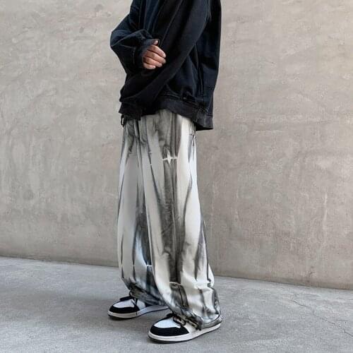 Casual Mens Gothic Stripe Hiphop Boys Pants Loose Pocket Wide Leg Pants Trouser C6