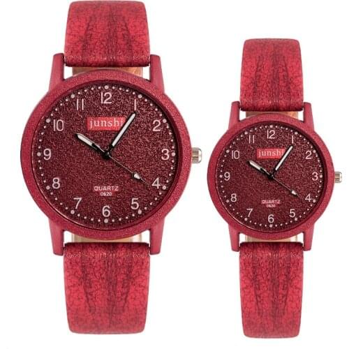 New Fashion Couple Watch Quartz Wrist Womens Watch Digital Dial Leather Band Ladies Watches Lovers Clock Female Saat Gift B50