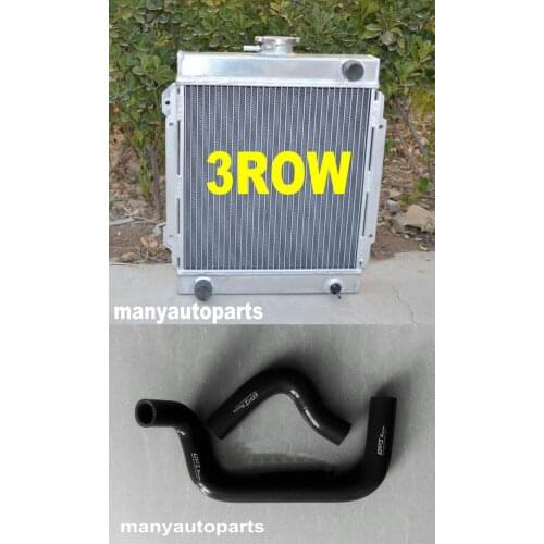 For 3 ROW DATSUN 1200 Manual Aluminum Radiator &BLACK Silicone Radiator Hose