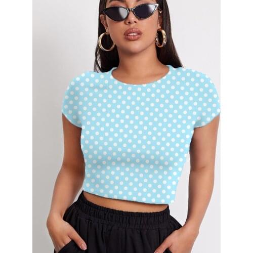 3d Tshirt Dots T-shirt Women Art Tshirt Printed Harajuku Navel Bare Novel Tshirts Casual Womens Clothing Summer Short Streetwear