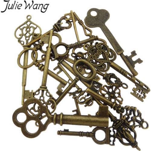 Julie Wang 10PCS Randomly Mixed Key Charms Antique Color Jewelry Making Accessory Pendants Bracelet Necklace Findings