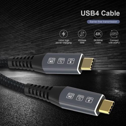 USB4 Fast PD 100W Cable 40Gbps Data transmission 4K/5K 60Hz Video Connect with eGPU for Macbook Pro USB Type C Charger Data
