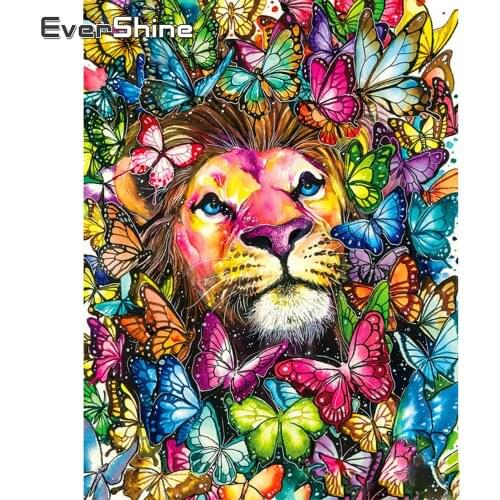 EverShine DIY Diamond Painting Butterfly Rhinestones Diamond Mosaic Animal Cross Stitch Embroidery Lion Needlework Handmade Gift