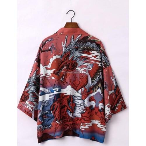 Yukata Haori Japanese Dragon Kimono Cardigan Men Samurai Costume Asian Clothes Kimonos Jacket Mens Shirt Yukata Haori