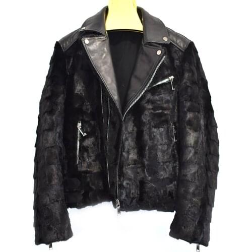 2020new mens motorcycle mink fur sheepskin retro thin coat motorcycle clothing motorcycle clothing leather jacket jacket
