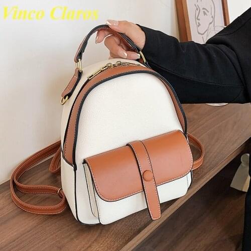 Small Mini Backpacks for Girls New Women PU Leather Back Pack High Quality Shoulder Bag Fashion Mochilas Para Mujer Panelled
