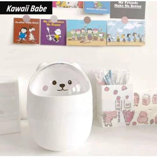 Cute Large Capacity Desktop Pen Makeup Brush Storage Bucket School Office Stationery Trash Organizer Kawaii Round Pen Holder