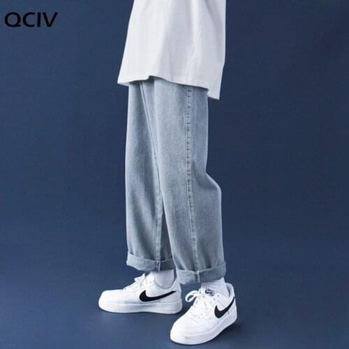 Men Jeans Solid Loose Denim Trendy All-match Straight Males Leisure Chic Baggy Cowboy Trousers Harajuku Retro Cool Simple New