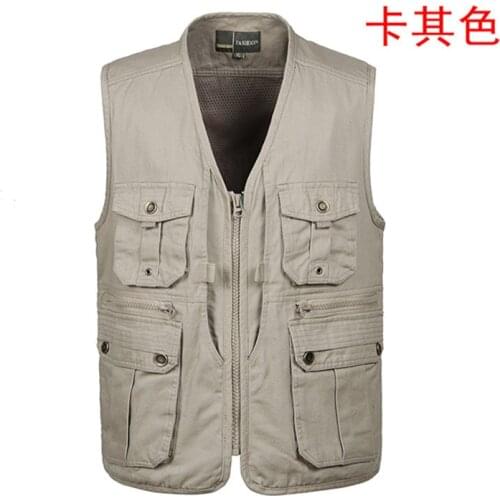 2022 Mens Autumn Fishing Vest Outdoor Cotton Multi-Pocket Vest