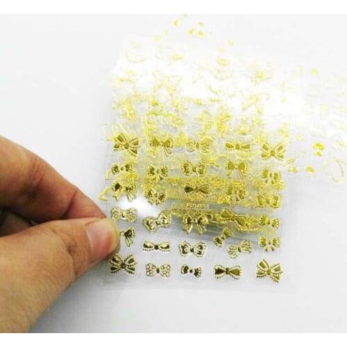 Nail Stickers 30PCS/Lot 3D Gold 3D Nail Art Bows Hearts Lace Metallic Glitter Nail Art Stickers Decals Transfers Gel Polish