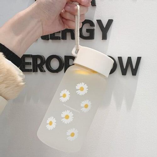 New Portable Creative Small Daisy Plastic Bottle Fashion Frosted Simple Fresh Trend Forest Ins Student Water Bottle