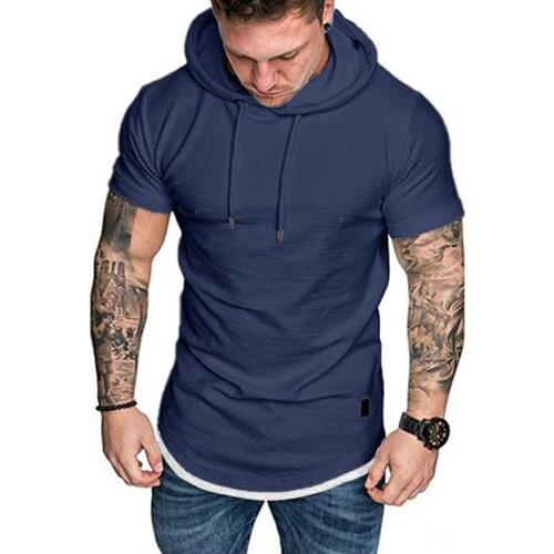 2021 New Casual Solid Color Sweatshirt Short Sleeve T-Shirt Fashion Men Spring Autumn Hip Hop Streetwear Vintage Hoodie Sweat