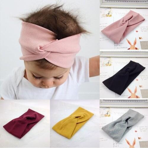 New Solid Color Headbands Top Cross Knot Hairbands Soft Cotton Headband For Baby Girls Children Kids Hair Accessories