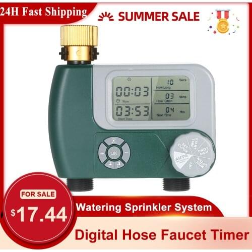 Programmable Digital Hose Faucet Timer Battery Operated Automatic Watering Sprinkler System Irrigation Controller with 2 Outlet