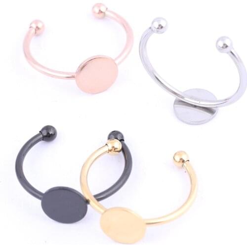 Reidgaller 10pcs Stainless Steel Ring Blanks 8mm Circle pad Bezels For Rings Making Diy Jewelr Accessories