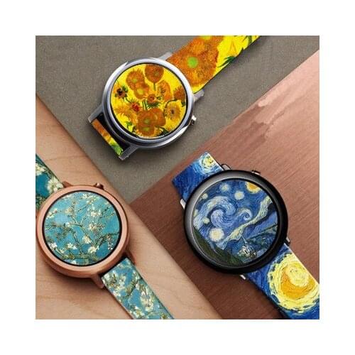 For Huami Amazfit 1 2 Wristband Genuine Painting Leather With Folding Buckle For Samsung Gear S3 Watch Strap For Huawei Watch 2