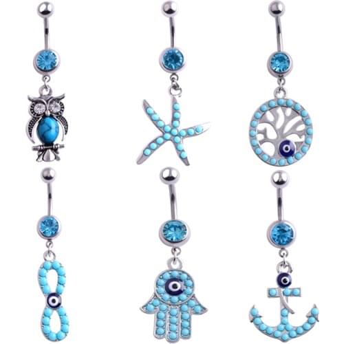 Dangle Navel Piercing Ombligo Dream Catcher Flower Belly Button Rings Women Earring Piercing Body Jewelry Surgical Steel Nariz