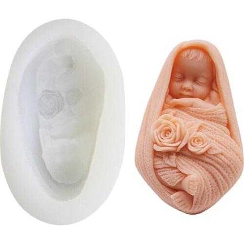 3D Sleeping Baby Silicone Mold Creative Baby Shape DIY Handmade Soap Chocolate Cake Dessert Decoration Mold Mothers Day Gift