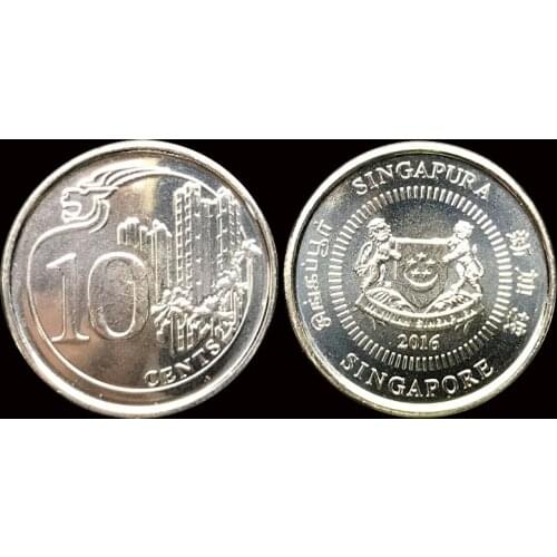 Singapore 10 Cents 2016 New Genuine Original Coins 100% Real Issuing Coins Unc