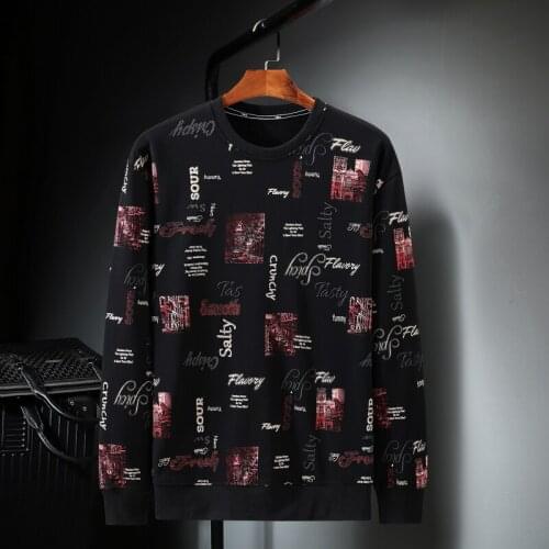 Plus size 10XL-XL 2021 Autumn Splicing Mens Sweatshirt Color Block Round Neck Trend Youth Loose Pullover Top Sweatshirt Men