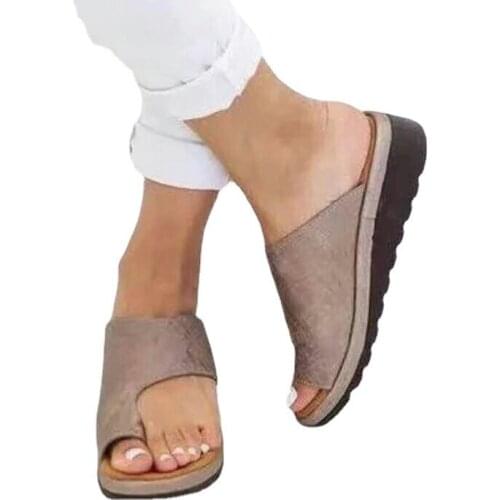 Comfy Platform Women Sandal Shoes - Bunion Corrector - PU LEATHER