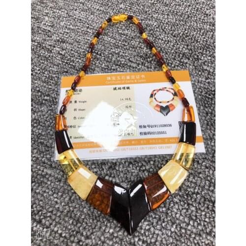 Yoowei New 48cm Women Amber Necklace Hot Selling Baltic Gems Amber Jewelry Mom/Mama Best Birthday Gift Healing Jewel Supplier