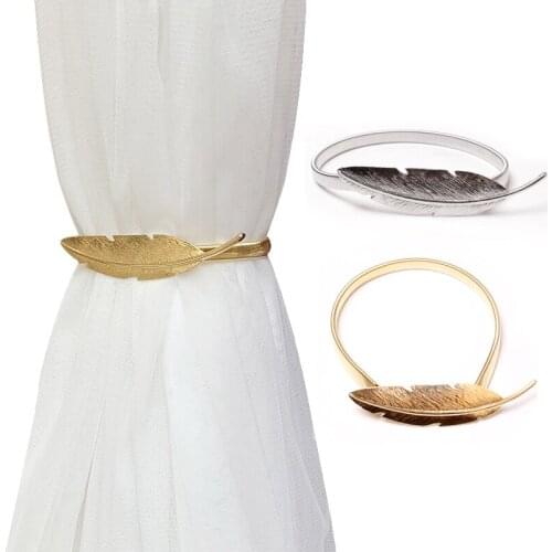 1Pc Curtain Tie Backs Golden Leaves Curtain Holder Clip Buckle Rope Home Decorative Room Accessories Curtain Tieback Accessory