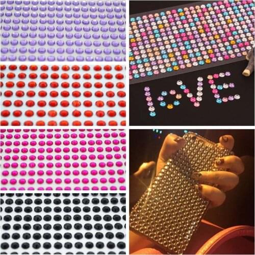 1Sheet 3/4/5/6mm Multicolor Self Adhesive Rhinestones Crystal Sticker DIY Mobile Car Scrapbooking Craft Crystal Stickers Diamond