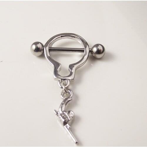 1 piece 1.6mm 14G Punk Rock Handcuff Nipple Shield Rings Body Piercing Jewelry Gun Charm Nipple ring For Women