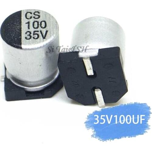 10PCS Electrolytic capacitor 35V100UF 6.3*7.7mm SMD aluminum electrolytic capacitor 100uf 35v